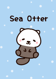 Cute sea otter. Pastel blue.
