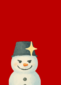 Expressive snowman4 on red & beige