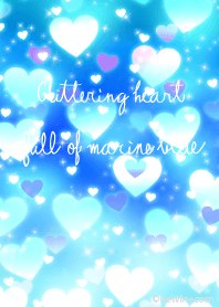 Glittering heart full of marine blue