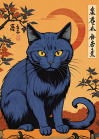 浮世絵 - 万聖節猫 19FC42