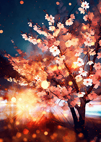 Beautiful night cherry blossoms#703