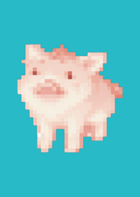 Pig Pixel Art Theme  Green 06