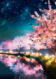 Beautiful night cherry blossoms#2924