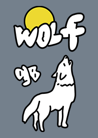 ホワイトウルフ　狼と月　グレーブルー
