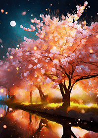 Beautiful night cherry blossoms#301
