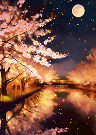 Beautiful night cherry blossoms#975