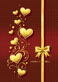 Gold Heart & Gold Ribbon