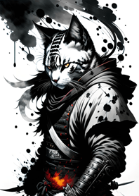 Ink wash cat samurai 7AD707