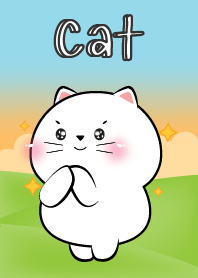 Cute White Cat  Is Happy Theme