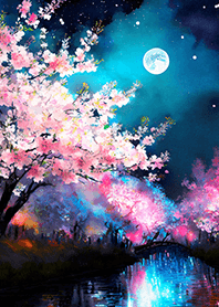 Beautiful night cherry blossoms#2192