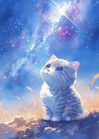貓咪抬頭看著銀河❤️
