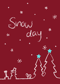 雪の日 ～カード風ワインレッド