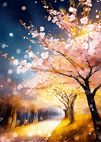 Beautiful night cherry blossoms#1086