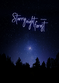 Starry night forest and moon