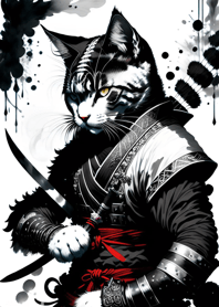 Ink Wash Samurai Cat 2eA666
