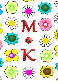 Initial M K / Flowers - English