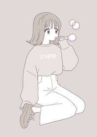 シンプル_おんなのこ_シャボン玉