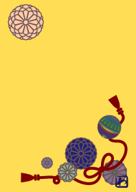 和柄01 (鞠と菊) + 薄黄色