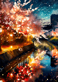 Beautiful night cherry blossoms#582