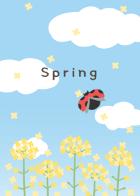 Yellow flowers, blue sky and spring.
