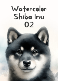 Cute Shiba Inu in Watercolor 02