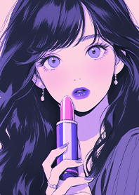 擦紫色口紅的女孩(韓漫風)