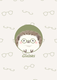 Hedgehog and Glasses -green-