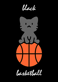 black cat sitting on a basketball blackA