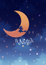 Witch and crescent moon