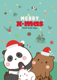 Three Bear Cutie Christmas Day GreenMint