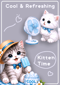 purple Cool Time with a Cute Kitten