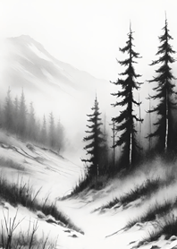 Peaceful snowy mountain cabin C70819