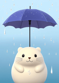 雨の日のかわいいアザラシ b7F694