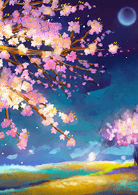 Beautiful night cherry blossoms#713