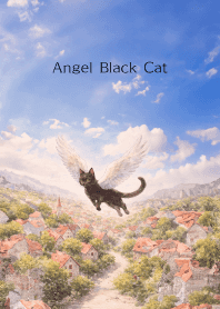 Angel Black Cat02 on red & yellow