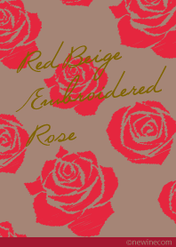 Red Beige Embroidered Rose