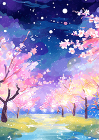 Beautiful night cherry blossoms#2081