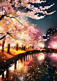 Beautiful night cherry blossoms#293