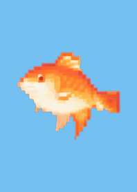 Goldfish Pixel Art Theme  Blue 05