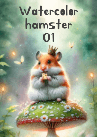 Cute Hamster in Watercolor 01