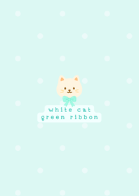 White Cat and Green Ribbon
