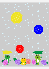Frogs on a rainy day  white