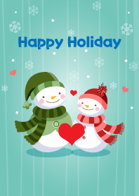 Snowman connected by heart