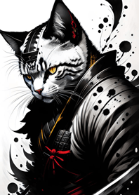 Ink wash cat samurai E62EE2