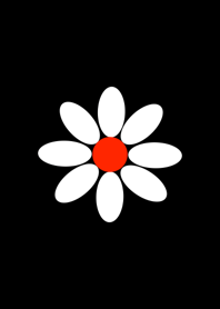 Simple White Flower [ Black ] No.1