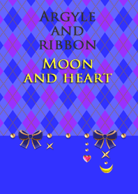 Argyle and ribbon<Moon and heart>