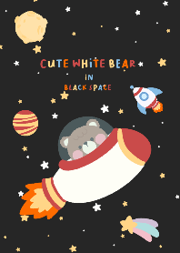 Cute brown bear in black space