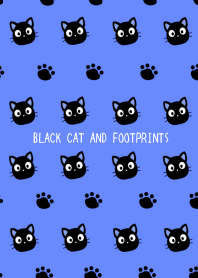 BLACK CAT AND FOOTPRINTSj-BLUE-BLACK