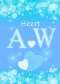 A&Wイニシャル運気UP!幸せのハート青ブルー