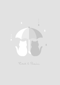 ネコと傘 / グレー